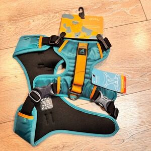 NWT Gooby Pioneer Harness Teal XLarge XL Dog‎ Front Back Clip Orange Trim